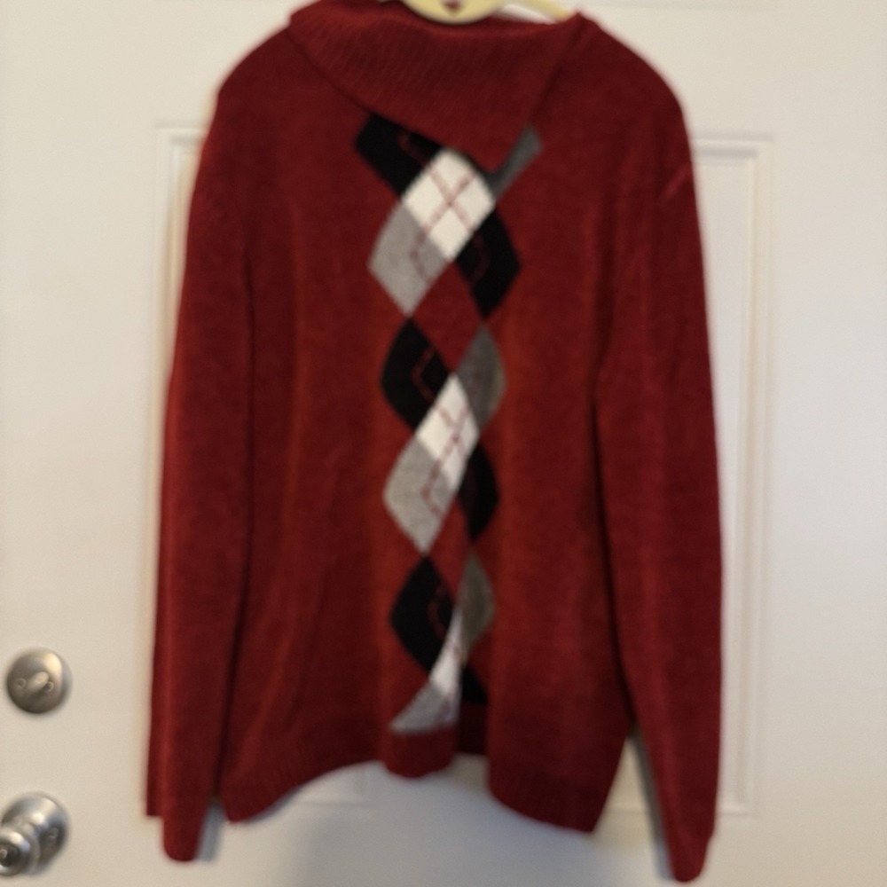 ALFRED DUNNER Argyle Knit Sweater Burgundy Petite Size 2X